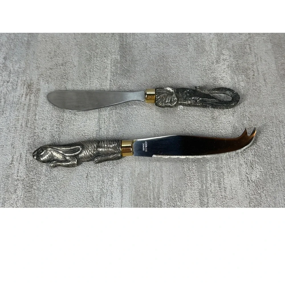 Vintage Animal Cheese Knife Set Elephant Spreader Rabbit Knife Stainless Taiwan
